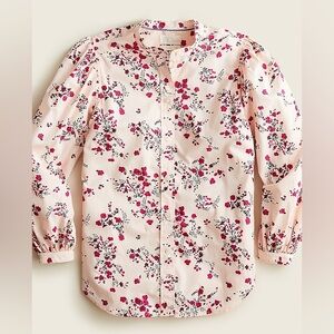 J. Crew Classic-fit collarless puff sleeve shirt in budding floral Medium